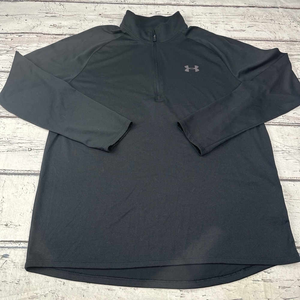 Under Armour Heat Gear Loose Fit 1/4 Zip Pullover Men's Size Large Black EUC